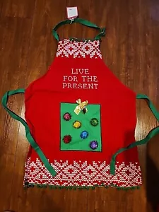 Christmas Apron - Twos Company - Live For The Present - Fun Festive Holiday - Picture 1 of 3