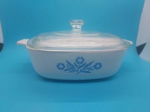 Vintage Corning Ware Blue Cornflower Casserole Glass With Lid P-1-B 1 Qt Dish - Picture 1 of 15