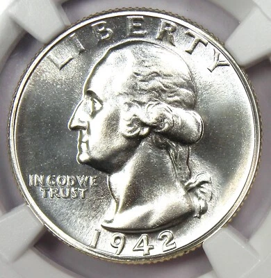 Cuarto de dólar Washington 1942 prueba 25C - NGC PR68+ grado plus - valor de $6,000+ Foto 1 de 4