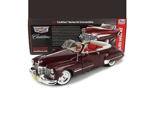 1947 CADILLAC SERIES 62 CABRIOLET CONVER BURGUNDY 1:18 SCALE BY AUTOWORLD AW273 - Picture 1 of 14