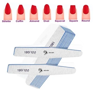 Professional Nail Files 100/180/240 Grit Quality Diamond  Emery Board Buffer Set - Picture 1 of 13