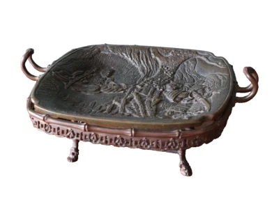 Plateau En Bronze au Décor De Samouraï. Japon XIXe. - Photo 1/4