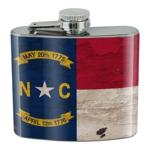 Rustic North Carolina State Flag Stainless Steel 5oz Hip Drink Flask - Picture 1 of 3