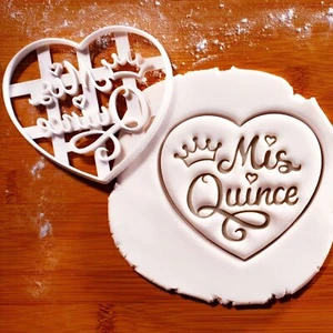 Mis Quince Cookie Cutter - 15th fifteen girl birthday quinceañera princess heart - Picture 1 of 4