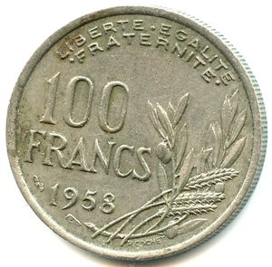 100 francs Cochet 1958 n°7334 - Foto 1 di 2