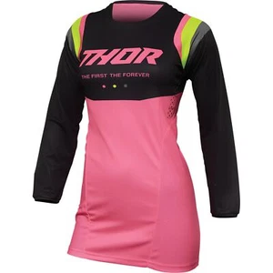 Thor Pulse Rev Womens MX Offroad Jersey Charcoal/Pink - Picture 1 of 2
