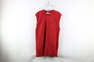 Vintage 90s Streetwear Mens XL Faded Blank Pocket Muscle Sleeveless T-Shirt Red - Picture 1 of 8