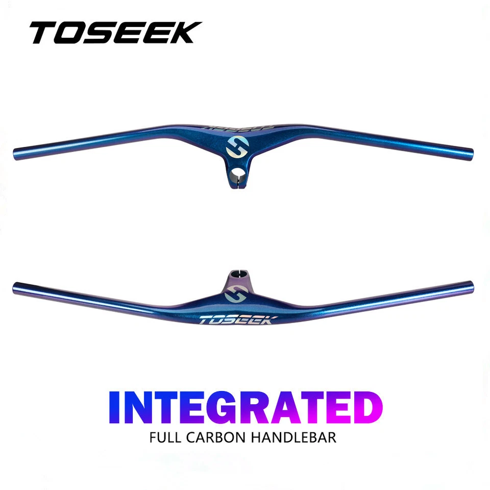 Manillar integrado completo de fibra de carbono TOSEEK barra plana para bicicleta de montaña MTB 28,6 mm Foto 1 de 4