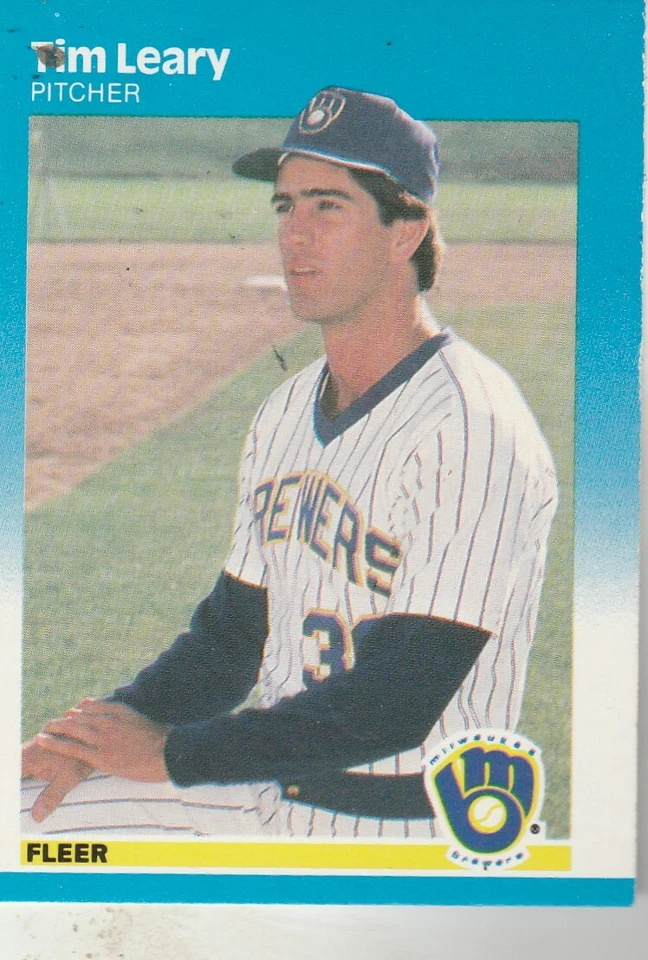 FREE SHIPPING-MINT-1987 Fleer Tim Leary #348 BREWERS PLUS BONUS CARDS - Image 1 of 1