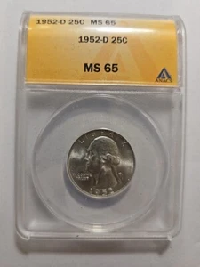 1952 D Washington Quarter Anacs MS 65 - Picture 1 of 3