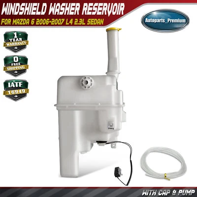 Depósito de lavadora de parabrisas con tapa y bomba para Mazda 6 2006-2007 L4 sedán de 2,3 L Foto 1 de 4