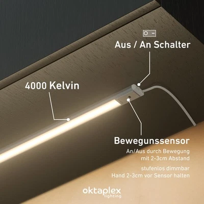 LED Unterbauleuchte mit Bewegungsmelder 4000K Küchenlampe Lichtleiste Küche 230V - Bild 1 von 4