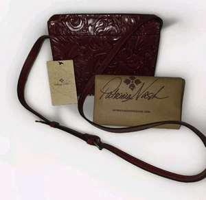 NEU Patricia Nash Leder Vallata C/B verziert BEERENROT Handtasche Handtasche Umhängetasche - Bild 1 von 10
