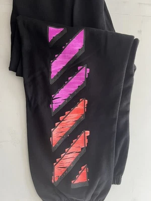 Auténticos pantalones deportivos de jersey de algodón ajustados diagonales BLANCO ROTO para hombre talla Lg  Foto 1 de 4