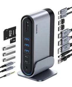 Baseus 17-in-1 Docking Station Laptop Docking Station 3 Monitors 4K MSRP $119 - Picture 1 of 8