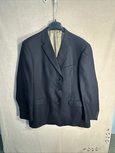 Hart Schaffner Marx Loro Piana Worsted Cashmere Blazer Mens 52L Black 3 button - Picture 1 of 15