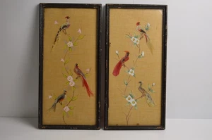 Dipinti vintage MCM Bird Art piume vere su carta fiore aviario da collezione - Foto 1 di 20