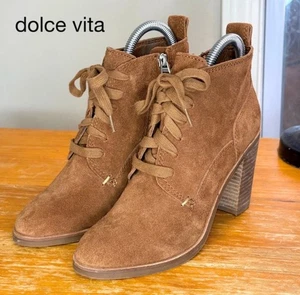 Botín Dolce Vita Gamuza Con Cordones Tacón Bloque 6.5 Castaño $140 Usado 1X Usado en Excelente Condición - Imagen 1 de 13