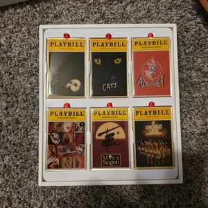 used 1st 2012 Rare Playbill Ornaments Broadway Cares Classic Collection Set Of 6 - Picture 1 of 2