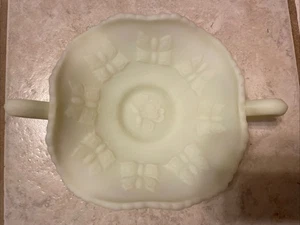 Vintage Fenton Glas Satin Pudding Schmetterling Bonboniere Original Aufkleber Griff - Bild 1 von 15