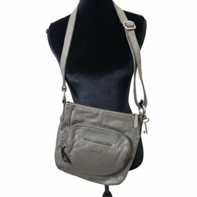 Fossil Hanover 皮革烟雾色调斜挎包信使托特包单肩包钱包 — 第 1/4 张图片