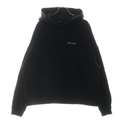 Felpa con cappuccio pullover stampa logo Palm Angels PMBB126F23FLE001 nera usata 29dbf14141f17