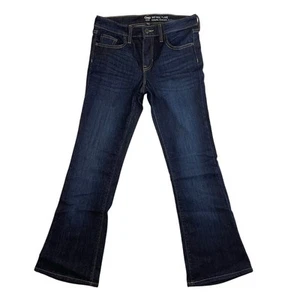 GAP Damen Mid Rise Schlag Jeans Größe 2R 26R dunkle Waschung Stretch Denim Bootcut gebraucht, in einwandfreiem Zustand - Bild 1 von 9