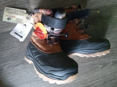 Ozark Trail Boys Size 11 Waterproof Camo Boots w/Zip Up Strap w liner - Image 1 of 4