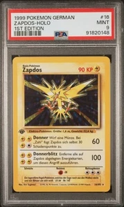 PSA 9 German 1st Edition Zapdos 16/102 Holo Rare Base Set Pokemon Card 1999 Mint - Picture 1 of 2