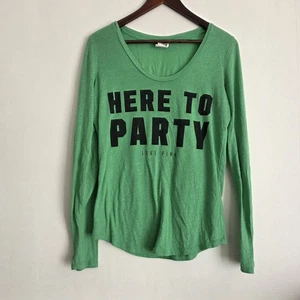 Victoria's Secret ROSA Talla Pequeña Fiesta Top Calce Relajado Camiseta Manga Larga Verde - Imagen 1 de 6