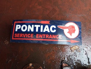 PORCELIAN PONTIAC ENAMEL SIGN SIZE 36X12 INCHES - Picture 1 of 2