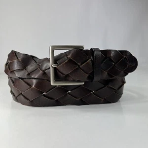 Mossimo Wide Brown Braided Leather Belt - Women's Size 42 - Picture 1 of 8