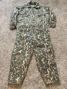 Vintage Monterey Club Duck Camo  Coveralls XL46-48 USA Made Aluminum Zipper 60's - Picture 1 of 8