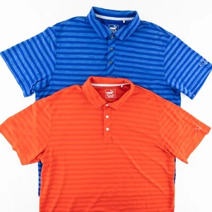 Puma Golf Mens XL Short Sleeve Performance Golf Polo Shirt Striped Lot of 2 - Picture 1 of 12