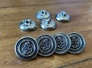 4 x 15mm Antique Silver Metal Heraldic Crown Crest Fancy Jacket Cuff Buttons - Picture 1 of 5
