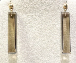 Smoky Quartz Faceted Long Rectangle Drop Dangle Earring Pair 14k Yellow Gold Pla - Picture 1 of 5