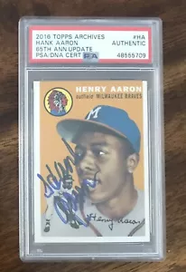 Auténtico Hank Aaron autografiado 2016 firmado Topps Archives 65th Anniv PSA - Imagen 1 de 2