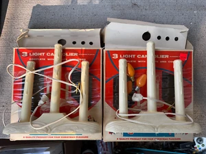 VTG  Christmas 3 Lite Electric Light Candelabra Drip Candle Lot of 2 - Picture 1 of 1
