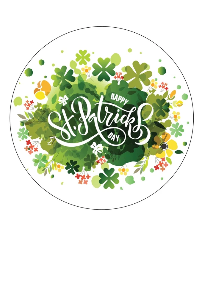 Decoración superior de pastel de helado comestible círculo de 7,5 pulgadas día de San Patricio Foto 1 de 1