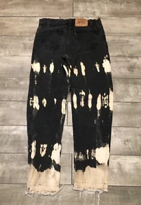 Levis 550 Orange Tag Size 33 X 32 Denim Bleach Acid Grunge Punk Mens Jeans Vtg - Picture 1 of 13