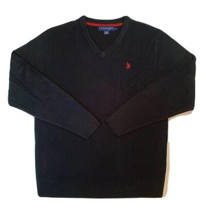 Suéter Pullover US Polo Cuello en V Para Hombres Grande Negro Manga Larga L Informal Negocios - Imagen 1 de 11