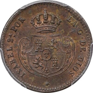 Spain 1852a decima de real Queen Isabel II PCGS MS63BN - Picture 1 of 5