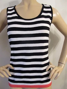 NEU ST JOHN KNIT DAMEN S TOP SCHWARZ & WEISS SHELL STREIFEN STRICK WOLLE & VISKOSE - Bild 1 von 5