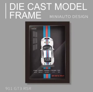1:32 Framed 3D Diecast Martini Porsche 911 gt3 RS Metal Model Car Hanging - Picture 1 of 6