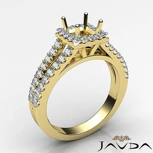 Halo Prong Princess Semi Mount Diamond Engagement Ring 18k Yellow Gold 0.75Ctw. - Picture 1 of 7