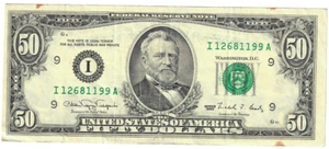 1990 50$ FRN - SP w/ security thread - CVV/NFB I12681199A - #17225 - Picture 1 of 2
