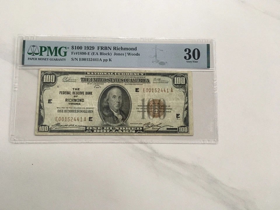 100.00 Federal Bank Note Richmond PMG 30 very fine.  hard to find District - Image 1 of 2