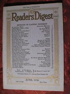 Readers Digest June 1936 John Kobler Mary Ellen Chase Leopold Stokowski Everest - Picture 1 of 1