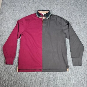 J.Crew Rugby Shirt Color Block Long Sleeve Elbow Patch Plaid Collar Mens M - Picture 1 of 8