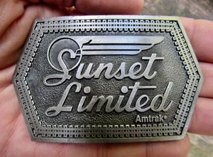 Vtg SUNSET LIMITED Belt Buckle AMTRAK Railroad Train SP YUMA Tucson RARE VG+ - Picture 1 of 4